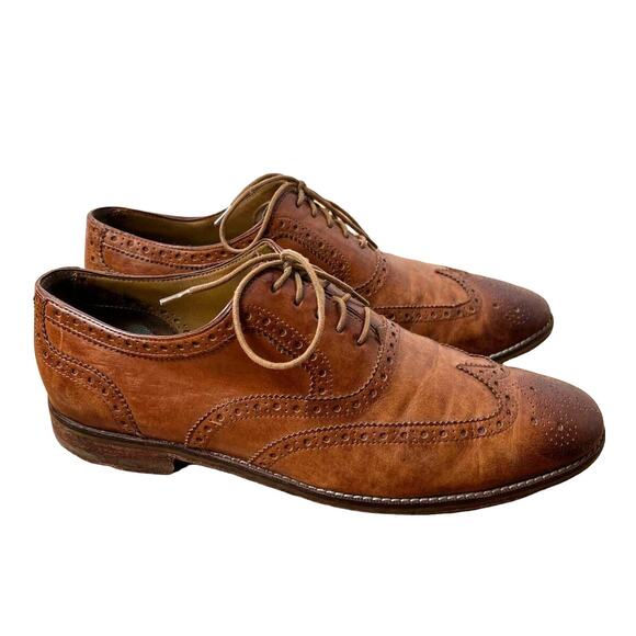 Cole Haan Men's 10 Grand OS Wingtip Oxfords LEATHER Dress Shoes Brown - Picture 2 of 5